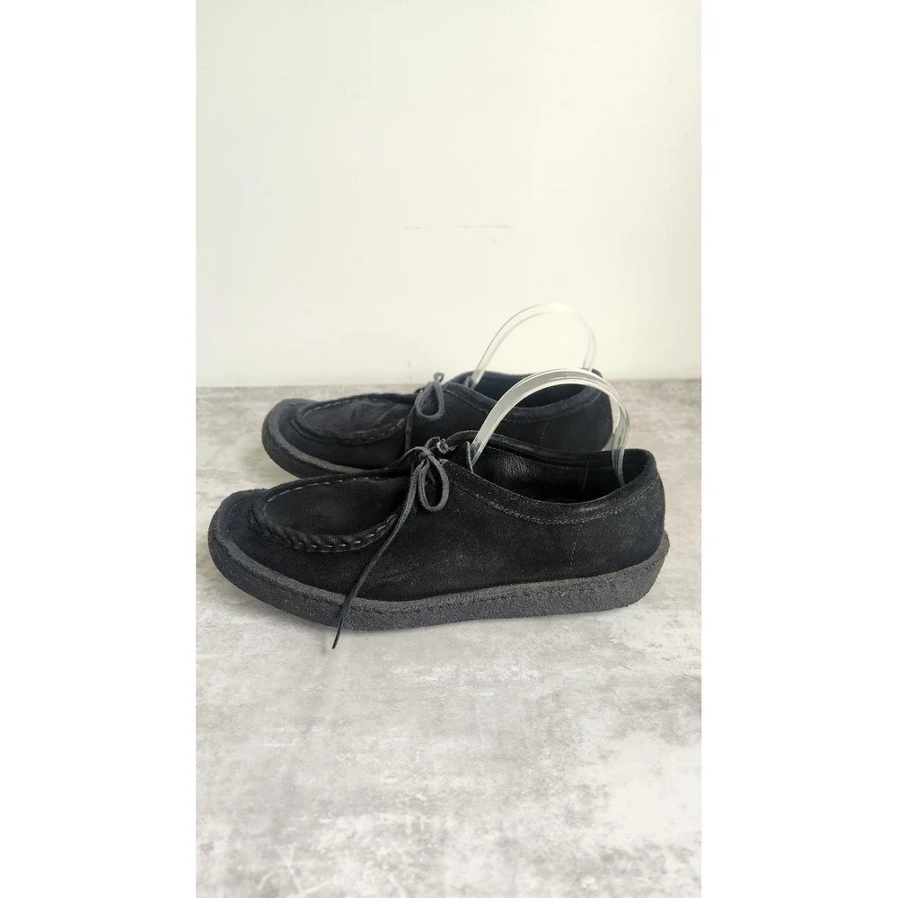 Hender Scheme Mens EU39 US 6 Suede Moccasin Black Derby Shoes Lace Up Whipstitch